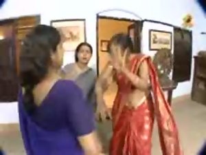 Telugu Aunty Navel Slips in TV Serial