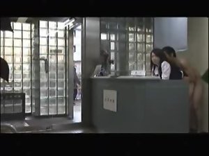 Sensual japanese fellow screws a lady Over The Counter in public