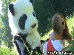 Panda toy and teenager artificial facial
