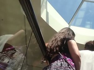 Following slutty mom and not her daughter up an escalator
