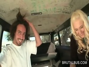 Blondie amateur temptress caught in a bus 3some