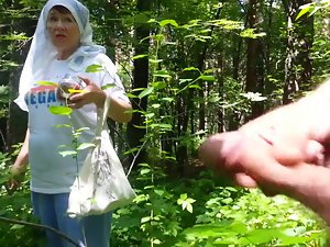 nice grandmother in the forest