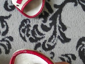 Screwing shoes of polish female