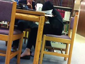Candid Asian Library Shoeplay Feet Dangling Flats Pt 3
