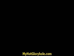 Racy glory hole giving blowjob in interracial dick sucking 12